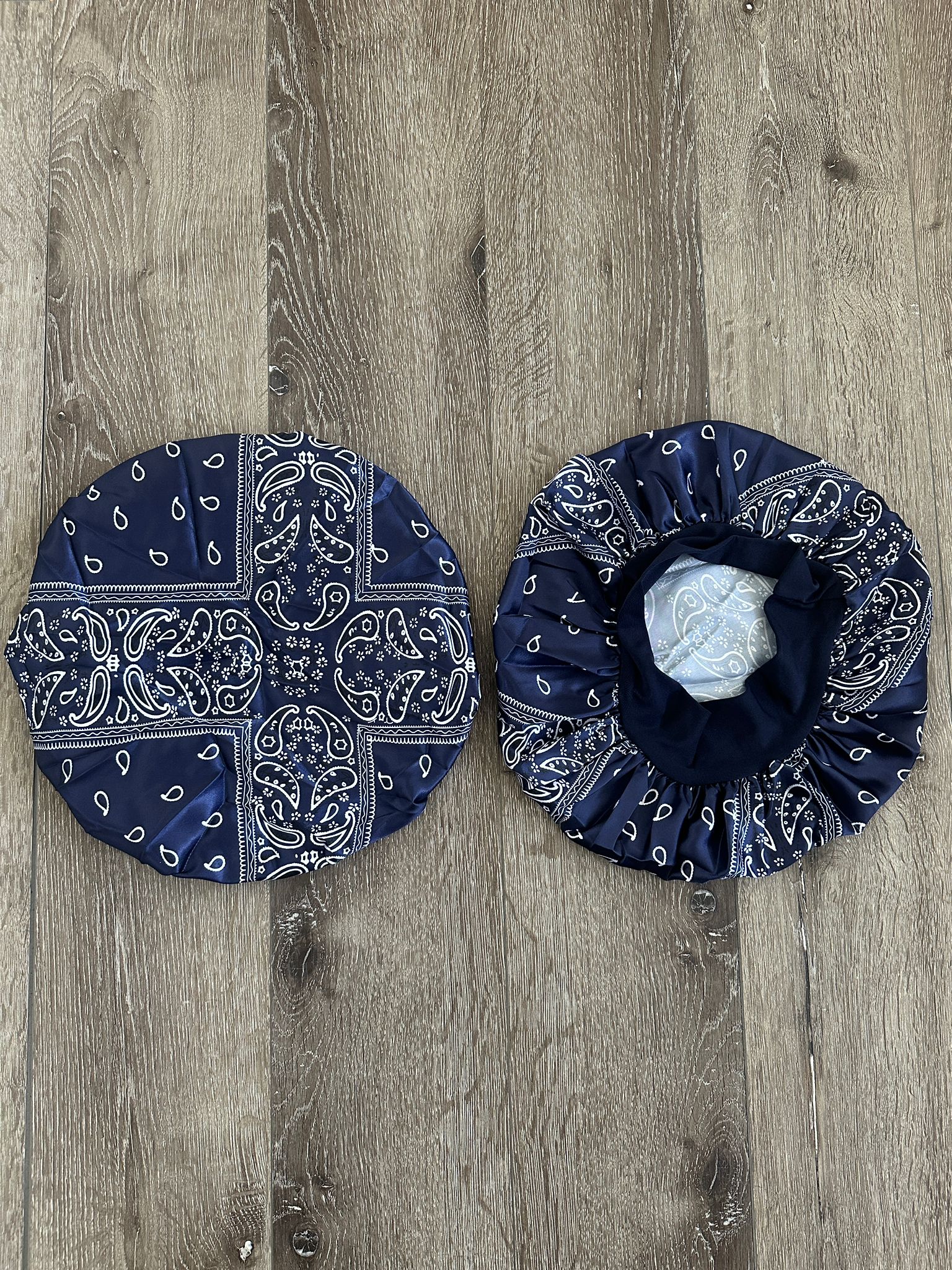 Silk Paisley Navy Blue Bonnet