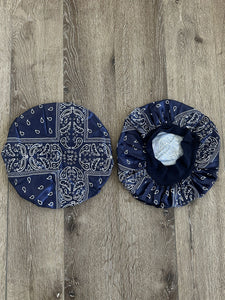 Silk Paisley Navy Blue Bonnet